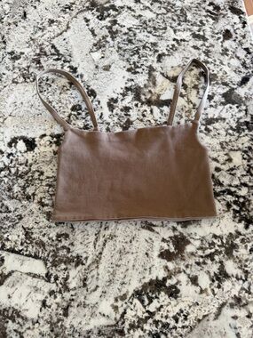 Free People Ribbed Spaghetti Strap Crop Top - Brown